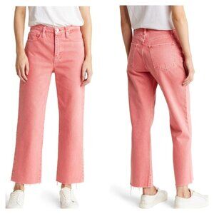 Frame Jeans Womens Sz 27 Le Vintage Crop Wide Leg Light Pink Denim Raw Hem